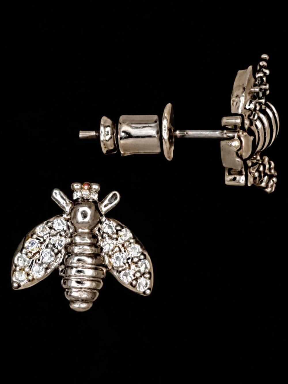 Silvertone Bee Stud Nickel Free Earrings Rhodium Plated NWOT